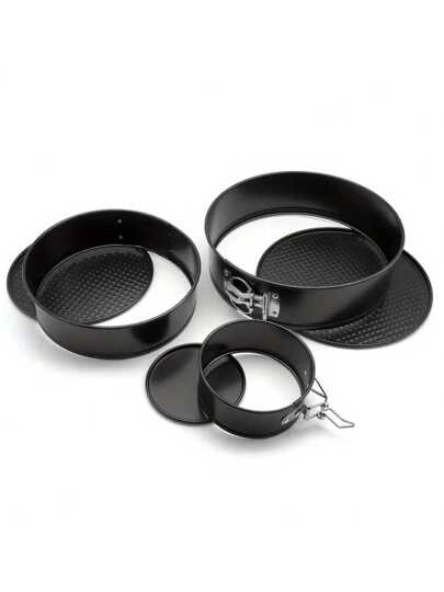 3 قطع صينية كيكة ربيعية مستديرة، صينية خبز من الصلب الكربوني، أداة خبز، قاعدة قابلة للفصل، غير لاصقة، تصميم محكم، قالب كيك متعدد الوظائف للاستخدام المنزلي، أدوات مطبخ، أدوات منزلية صغيرة