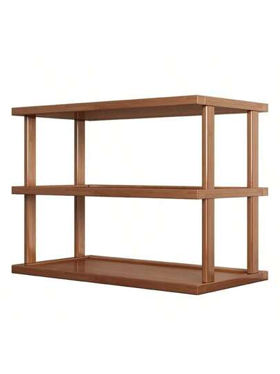 1قطعة رف خزانة متعدد الطبقات من البامبو للمنزل أو المكتب، منظم مطبخ، رف أكواب صغير، رف أحذية، مناسب جدًا للمطبخ وغرفة الطعام والمكتب وغرفة المعيشة