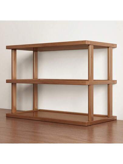 1قطعة رف خزانة متعدد الطبقات من البامبو للمنزل أو المكتب، منظم مطبخ، رف أكواب صغير، رف أحذية، مناسب جدًا للمطبخ وغرفة الطعام والمكتب وغرفة المعيشة