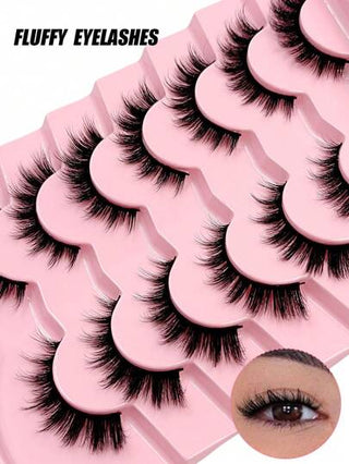 7/14/21 أزواج من رموش صناعية قصيرة - كاملة ، سميكة ، قابلة لإعادة الاستخدام للحصول على مكياج عيون مبهر - سهلة الوضع ، مريحة ، طويلة الأمد