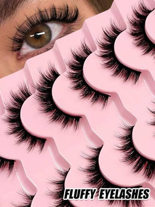 7/14/21 أزواج من رموش صناعية قصيرة - كاملة ، سميكة ، قابلة لإعادة الاستخدام للحصول على مكياج عيون مبهر - سهلة الوضع ، مريحة ، طويلة الأمد