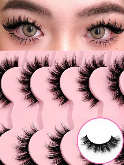 7/14/21 أزواج من رموش صناعية قصيرة - كاملة ، سميكة ، قابلة لإعادة الاستخدام للحصول على مكياج عيون مبهر - سهلة الوضع ، مريحة ، طويلة الأمد