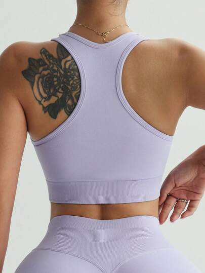 حمالة صدر رياضية مبطنة مع أكواب قابلة للإزالة، مناسبة لليوغا واللياقة البدنية للسيدات، داعمة