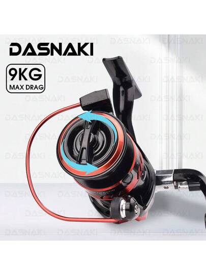 بكرة تغذية دوارة معدنية بالكامل DASNAKI 13 + 1 لمغزل، نسبة تروس 5.2:1، مقبض EVA، بكرة صيد السمك في المناطق الساحلية