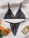 Classic Sexy مجموعة ملابس داخلية نسائية شفافة من الدانتيل المثيرة ، مجموعة ملابس داخلية مثيرة للنساء ، مجموعة ملابس داخلية سوداء مثيرة