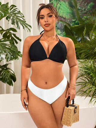 Swim Chiccia قطعة سفلية من ملابس السباحة بحجم كبير بلون أسود فضفاض للعطلات الفسيحة للنساء