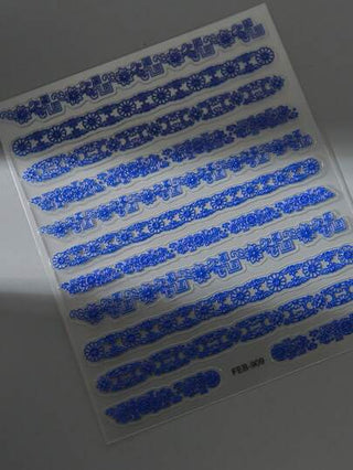 1 قطعة من ملصقات فن الأظافر بطبعة شعار صيني بارزة 5D، أحدث إصدار أزرق وأبيض، فخاري، ملصقات لاصقة DIY لزخرفة الأظافر والتزيين