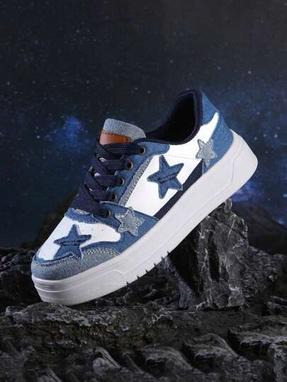 أحذية رياضية كاجوال قماشية للنساء، مريحة وخفيفة الوزن ومنفذة للهواء، باللون الأزرق