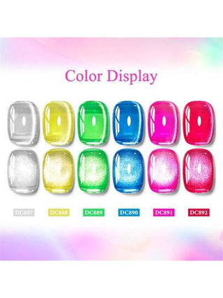 Mtssii 6 قطع من طلاء أظافر جيل قطة زجاجي شفاف مغناطيسي براق وملون 7مل ، لفن الأظافر والمناكير، جيل شبه دائم مناسب لأظافر الصيف والربيع