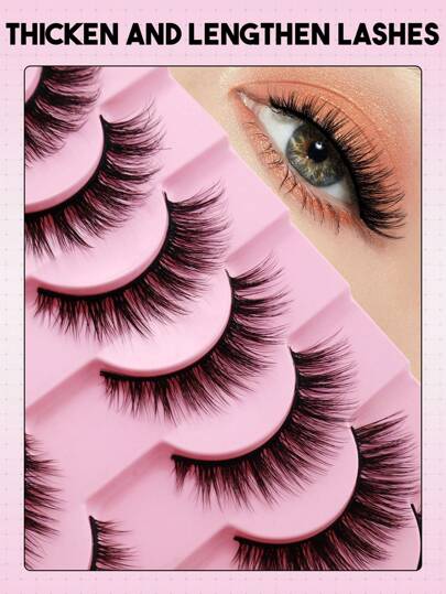 10 أزواج من رموش مستعارة طويلة وكثيفة طبيعية، رموش صناعية نسيج الحلحة للحجم والتجعيد، بطول 5/12 ملم ، ذات لون أسود، سهلة الارتداء للمبتدئين، مناسبة لماكياج المسرح والمناسبات والسفر