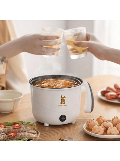 RAF طباخ كهربائي محمول وبخاري، قدر متعدد الوظائف لشخص واحد إلى ثلاثة أشخاص، مريح وسريع، مناسب للقلي والتسوية والبخار، قدر طبقة غير لاصقة، أواني طهي كهربائية لطهي أطعمة مختلفة مثل الدجاج والنودلز والأرز والحساء والبيض المسلوق والفطائر وغيرها. جهاز...