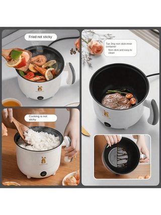 RAF طباخ كهربائي محمول وبخاري، قدر متعدد الوظائف لشخص واحد إلى ثلاثة أشخاص، مريح وسريع، مناسب للقلي والتسوية والبخار، قدر طبقة غير لاصقة، أواني طهي كهربائية لطهي أطعمة مختلفة مثل الدجاج والنودلز والأرز والحساء والبيض المسلوق والفطائر وغيرها. جهاز...