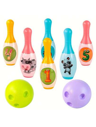 مجموعة ألعاب البولينج للأطفال 1 مجموعة ، للاستخدام الداخلي والخارجي ، هدية عيد الميلاد ورأس السنة ، من مادة بولي إيثيلين متينة ، يمكن التعرف على الأرقام والحيوانات ، متعددة الألوان