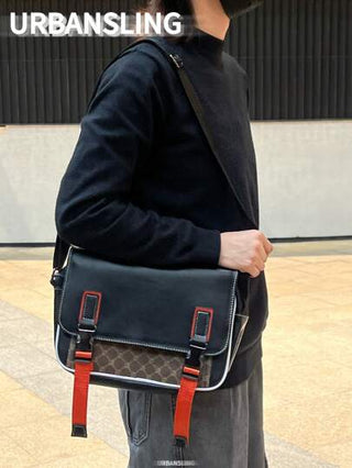 حقيبة كتف رجالية ذات تصميم متعدد الألوان والطباعة، بتصميم أبيض أو بني أنيق متعدد الوظائف لحمل العبر والأعمال والاستخدام اليومي، إكسسوار مثالي لطلاب المدارس الثانوية والجامعات، كبيرة السعة ومقاومة للماء، هدية مثالية للرجال