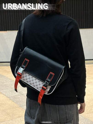 حقيبة كتف رجالية ذات تصميم متعدد الألوان والطباعة، بتصميم أبيض أو بني أنيق متعدد الوظائف لحمل العبر والأعمال والاستخدام اليومي، إكسسوار مثالي لطلاب المدارس الثانوية والجامعات، كبيرة السعة ومقاومة للماء، هدية مثالية للرجال