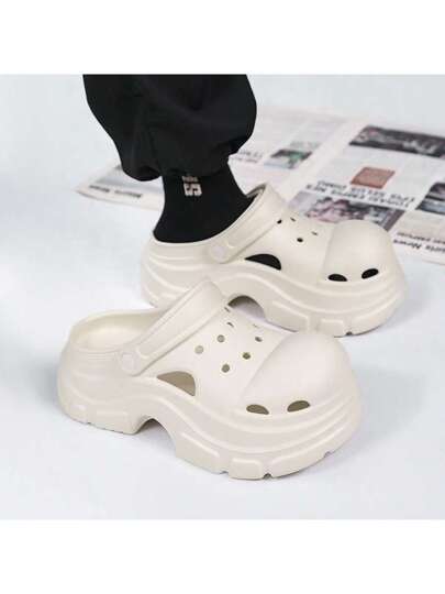 صنادل نسائية مقاس كبير مفرغة، أحذية شاطئ ، سميكة الوحدة، تصميم زوجي، لداخل وخارج المنزل صيفي, سهل الارتداء، موضة