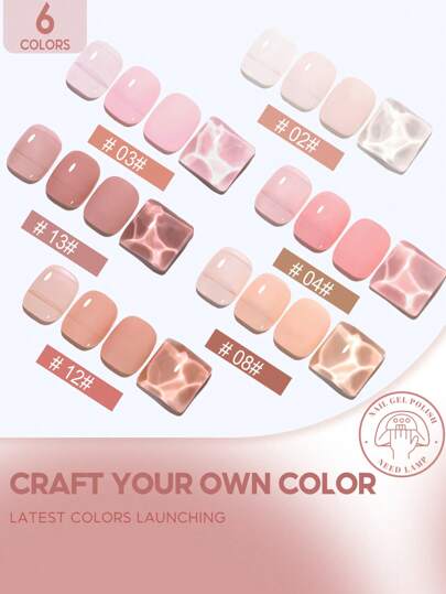 coscelia 6 قطع من مجموعة طلاء أظافر جل كريستالي شفاف بحجم 7مل للنساء DIY صالون فن الأظافر، ألوان شفافة كالحلوى، تنقشع بالنقع، تستخدم مع مصباح أشعة فوق بنفسجية/الليد، طقم 7مل أحمر، وردي، عاري، بني لطلاء أظافر ربيع وصيف لعاشقات الأظافر للاستخدام...