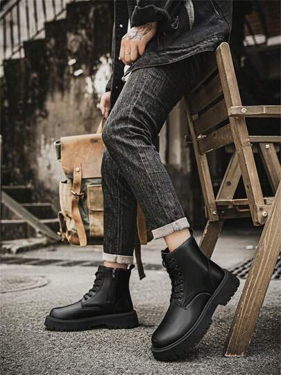 بوت قصيرة عصرية موديل 2025 ، مقاومة للماء ، مانعة للإنزلاق ، مقاومة للروائح الكريهة ، طراز قديم ، بوت للأزواج ، بوت عمل سوداء ، ماصة للصدمات ، بوت دباباتسكلة للخارج للكاحل