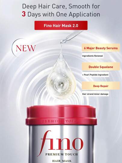 Fino قناع الشعر الفاخر بملمس سيروم التجميل الثري الذي يبلغ وزنه 230 جرام، لإصلاح عميق وترطيب لمدة 72 ساعة، صيغة امتصاص سريع غير دهنية، مع 6 سيروم رعاية شعر أساسية، مرتين الاسكوالين وبيبتيد اللؤلؤ لشعر أكثر حريرية وقوة، مناسب لجميع أنواع الشعر، نتائج...