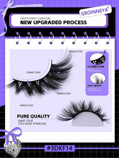 GROINNEYA 5 أزواج رموش قطط ناعمة وفرية مقلمة ثلاثية الأبعاد من النوع الصناعي، مناسبة للأعياد والاحتفالات، قابلة لإعادة الاستخدام، تنشئ تأثيرًا متفردًا وكثيفًا