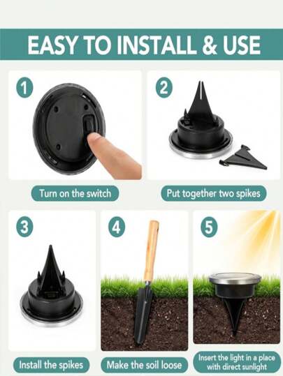 1/4/12 وحدة إضاءة أرضية شمسية - إضاءة منظر طبيعي خارجية مقاومة للماء للممرات والحديقة والفناء والأرض والممشى، ديكور المنزل- أضواء قرص شمسية 8 أضواء ليد