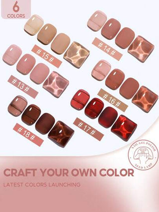 coscelia 6 قطع طقم بداية طلاء أظافر جل هلامي وردي وأحمر وبني ، 7مل لكل لون ، شفاف على شكل جليد، طلاء جل يكشط باستخدام الأشعة فوق البنفسجية/LED ، طقم طلاء أظافر جل ٦ ألوان للأظافر المبتدئين، مجموعة DIY صالون الأظافر