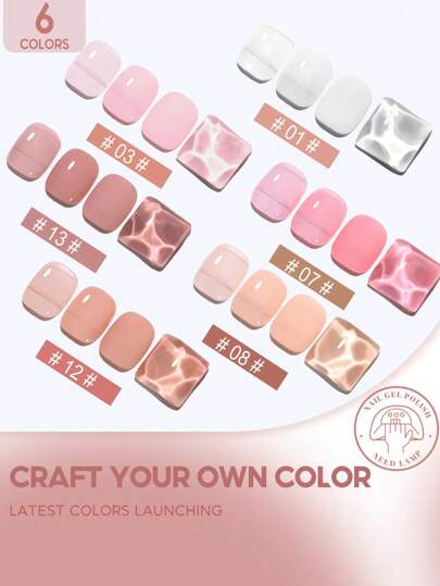 coscelia 6 قطع طقم بداية طلاء أظافر جل هلامي وردي وأحمر وبني ، 7مل لكل لون ، شفاف على شكل جليد، طلاء جل يكشط باستخدام الأشعة فوق البنفسجية/LED ، طقم طلاء أظافر جل ٦ ألوان للأظافر المبتدئين، مجموعة DIY صالون الأظافر