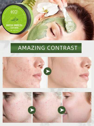 ECO FINEST قناع الطين والشاي الأخضر للتنظيف العميق للمسام المفتوحة ، قناع الوجه بالشاي الأخضر ، مزيل للرؤوس السوداء بالكاؤلين والصبار والكركم ، قناع طين الوجه للبشرة الدهنية والحبوب ، منظف الوجه ، مرطب ، مغذي ، مهدئ