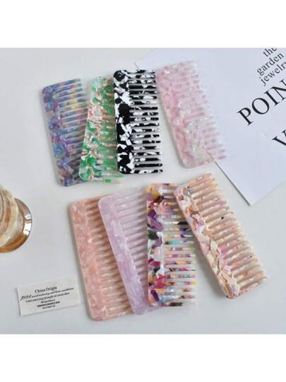 فرشاة شعر واسعة الأسنان من الأسيتات مع وظيفة تدليك للمرأة، هدية عناية بالشعر محمولة