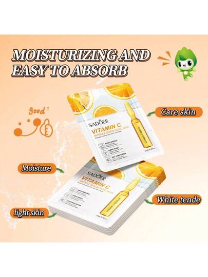 قناع فيتامين سي المرطب ، مرطب ، مصلح ، مرطب ، مبيض ، ومنير للبشرة. يرطب ويملس ويصلح البشرة بعد التعرض للشمس ، ويجعل البشرة رقيقة وناعمة ، ويؤخر شيخوخة البشرة.