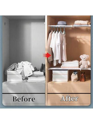قطعة واحدة، رف قابل للتعديل، رف تخزين قابل للتوسيع للخزانة والمطبخ والحمام ، منظم مساحة ، فاصل رفوف مخزن، خزانة أقسام، مستلزمات تنظيم المنزل