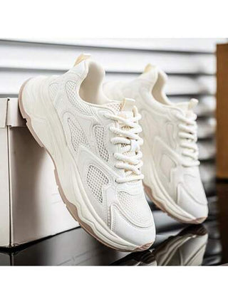 أحذية رياضية سميكة الوحدة القابلة للتهوية والخفيفة الوزن ذات تصميم بأربطة وأصابع مستديرة ، مناسبة للطالب والحرم الجامعي والخارج والتنقل والسفر والتخييم والصيد والجري، للرجال ذات طراز عصري وشبكي