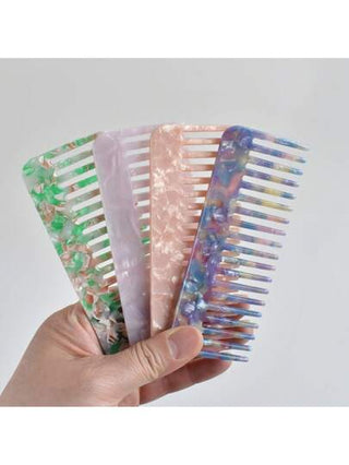 مشط واسع الأسنان من الأسيتات قطعة واحدة،لتدليك فروة الرأس وجذور الشعر، صديق للشعر، هدية محمولة للنساء مشط التشابك