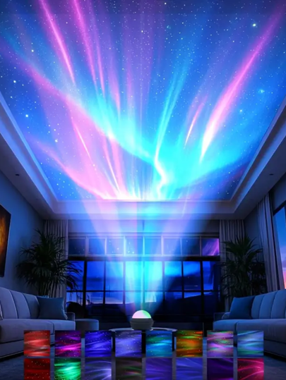 1 جهاز عرض سماء نجمية وكوكبية قطبية، مصباح ليد يعمل بالكهرباء عبر USB مع جهاز تحكم عن بُعد ،إضاءة ديكورية ملونة، مناسبة لغرفة النوم والغرفة وعيد الميلاد وعيد الحب والتخييم والحفلات الزفاف-بلاستيك، بطارية زر غير قابلة للشحن