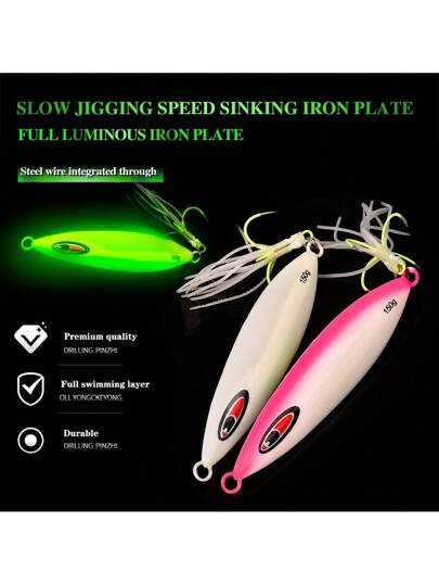 5 قطع من لقم صيد السمك الثقيلة العميقة من شركة PROBEROS، لوح معدني بطيء الاهتزاز ،لامع ولامعان الليزر ،لصيد السمك من القوارب والبحر وسمك الثعبان بعدة خطاطيف