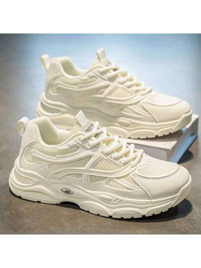 حذاء رياضي جديد عصري للرجال، منفذ للهواء، سميك الأربطة، رفيع الجودة ومريح وخفيف الوزن، بتصميم أربطة وبطانة للأصابع المستديرة، مناسب للطلاب والشباب والخروجات اليومية والرحلات والتنزه والتسلق الجبلي