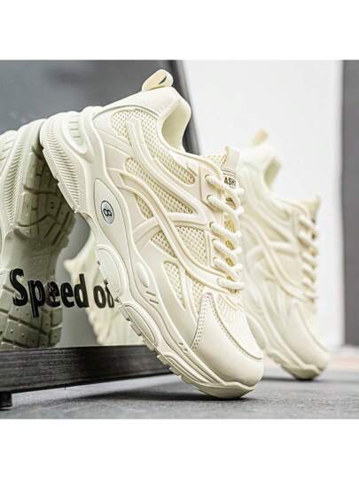 حذاء رياضي جديد عصري للرجال، منفذ للهواء، سميك الأربطة، رفيع الجودة ومريح وخفيف الوزن، بتصميم أربطة وبطانة للأصابع المستديرة، مناسب للطلاب والشباب والخروجات اليومية والرحلات والتنزه والتسلق الجبلي