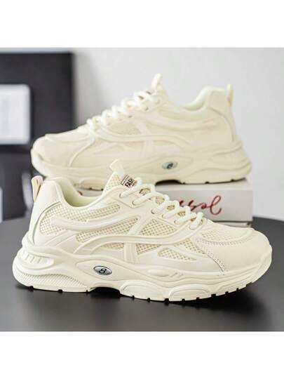 حذاء رياضي جديد عصري للرجال، منفذ للهواء، سميك الأربطة، رفيع الجودة ومريح وخفيف الوزن، بتصميم أربطة وبطانة للأصابع المستديرة، مناسب للطلاب والشباب والخروجات اليومية والرحلات والتنزه والتسلق الجبلي