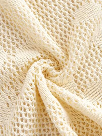 SHEIN MOD غطاء البحر بلبسة مفتوحة الظهر بشكل زهري مرقط ذو أكمام جرس وياقة مستديرة