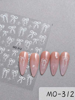 3 ورق ملصقات أشرطة 3D لأظافر الزخرفة أربطة وحليات أظافر عقدة الفراشة حرير جميلة، ديكورات 2Y2K، ملحقات منيكير كاواي