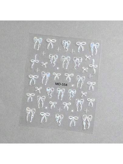 3 ورق ملصقات أشرطة 3D لأظافر الزخرفة أربطة وحليات أظافر عقدة الفراشة حرير جميلة، ديكورات 2Y2K، ملحقات منيكير كاواي