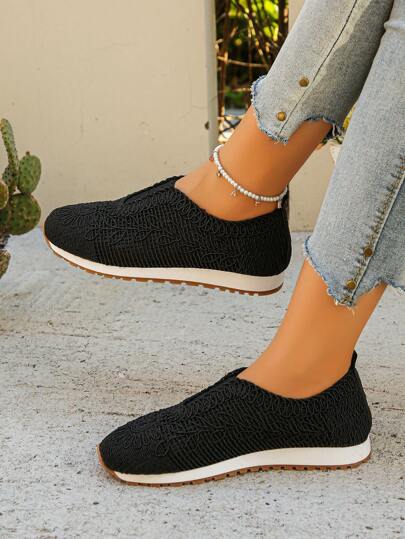 نساء صنادل كاجوال من القماش المنسوج بحبال القنب مع أخفاف سوليد، أحذية بوهيمية بنمط عشوائي سهلة الارتداء للاستخدام اليومي في الصيف، باللون الأسود