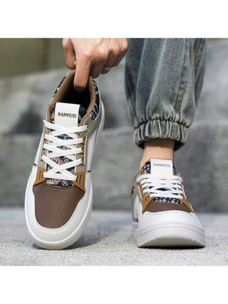 WANWEISI أحذية رياضية كاجوال للرجال - أحذية كانفاس كاجوال للرجال مناسبة لجميع المناسبات، ذات بكرات على الخارج - أحذية رياضية مسطحة مربوطة للاستخدام الخارجي