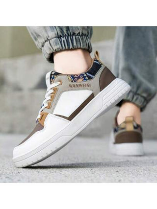 WANWEISI أحذية رياضية كاجوال للرجال - أحذية كانفاس كاجوال للرجال مناسبة لجميع المناسبات، ذات بكرات على الخارج - أحذية رياضية مسطحة مربوطة للاستخدام الخارجي