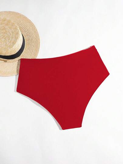 Swim Vcay قطع سفلي للسباحة باللون الأحادي مطوى للمقاسات الكبيرة،للإجازة والشاطئ