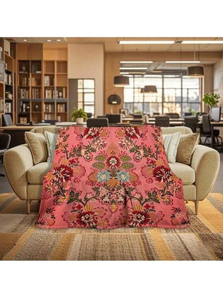 1 قطعة بطانية ملقاة مُكسوة بطبعة زهرية قديمة مُصنعة من البوليستر القطني الخفيف الناعم والفاخر للأريكة والسرير والمكتب والسفر والتخييم، ديكور منزلي بطراز رجعي، بملمس ناعم