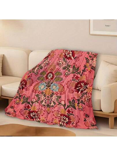 1 قطعة بطانية ملقاة مُكسوة بطبعة زهرية قديمة مُصنعة من البوليستر القطني الخفيف الناعم والفاخر للأريكة والسرير والمكتب والسفر والتخييم، ديكور منزلي بطراز رجعي، بملمس ناعم