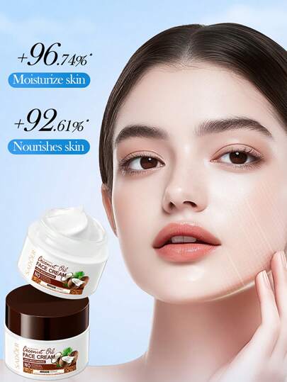 كريم مرطب غني بزيت جوز الهند - ترطيب مكثف، لمسة حريرية تغذية مكثفة وتنعيم للبشرة الجافة، 50 جرام / زجاجة - 1 زجاجة