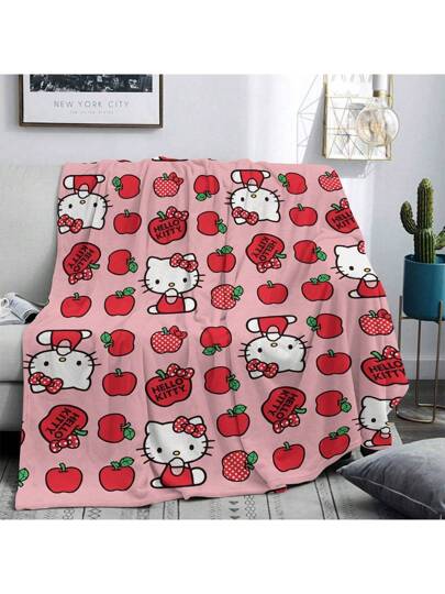 Sanrio بطانية رقمية مطبوعة بتصميم كارتوني لهلو كيتي مصنوعة من الفلانيل. هذه البطانية الدافئة لا تحافظ على دفئك فحسب، بل تناسب أيضًا ديكورات المنزل المختلفة. ويمكن أن تكون خياراً رائعًا لغرفة معيشتك أو غرفة نومك.