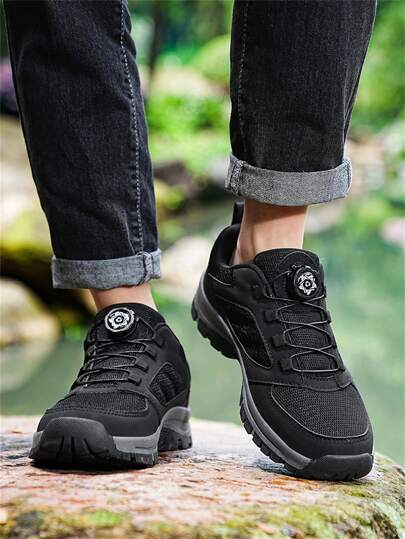 أحذية رياضية كاجوال للرجال - خفيفة الوزن ، منفذة للهواء ، أحذية رياضية مع إغلاق مشبك ، مناسبة للتنزه والأنشطة الخارجية ، أحذية رياضية كاجوال بتصميم بسيط مع نعل داخلي من مادة الإيفا